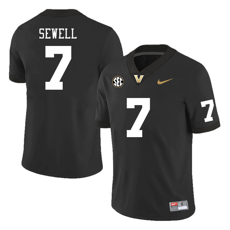 Vanderbilt Commodores #7 Marlen Sewell College Football Jerseys Sale Stitched-Black